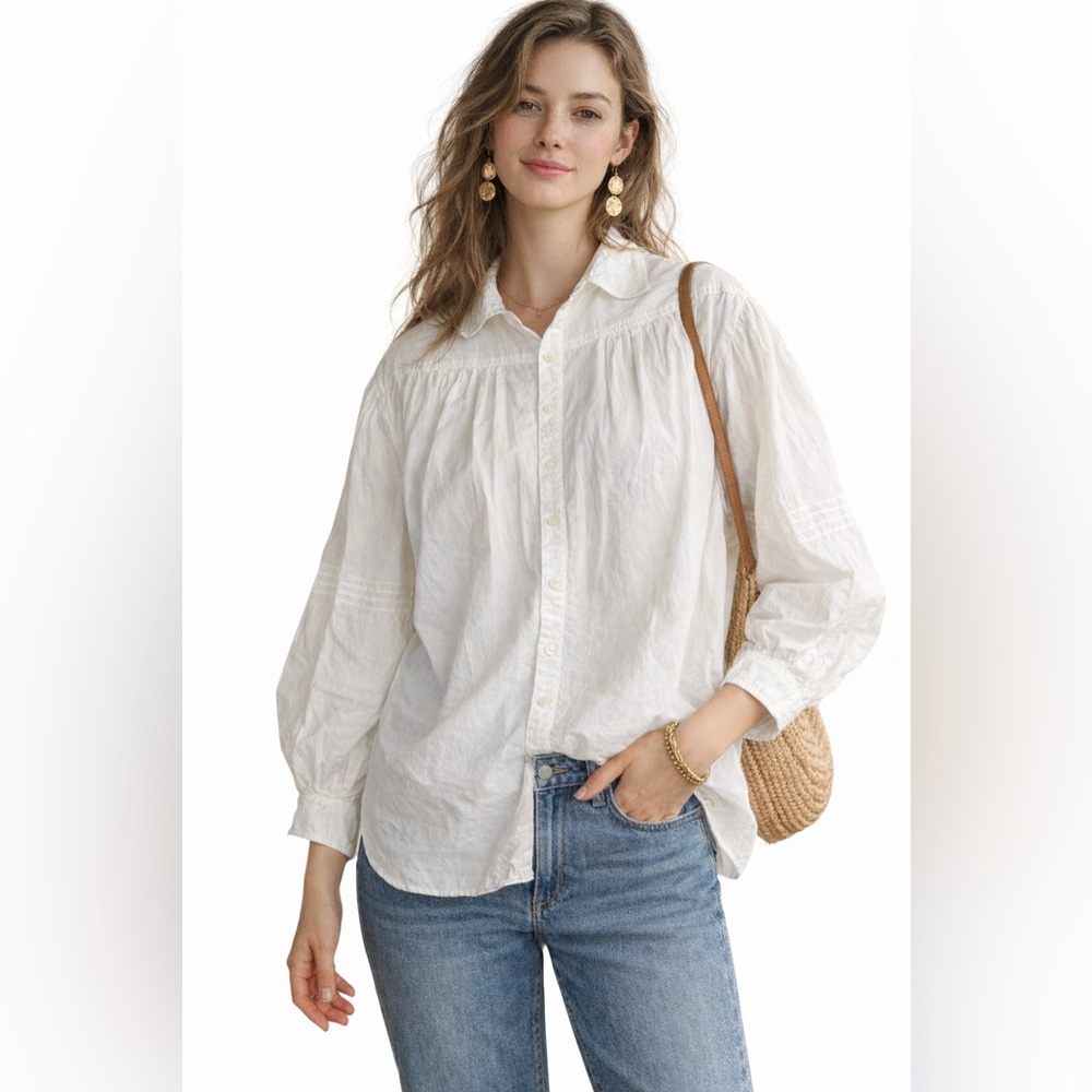 Vintage Liz Wear White Cotton Button Down Oversized Small
